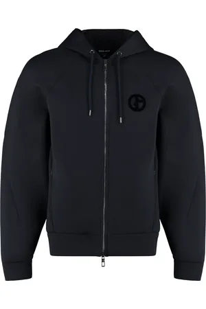 Giorgio Armani Sweatshirts & Hoodies, Herr, L, Bomull, Velvet Print Zip Hoodie