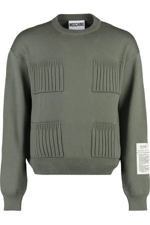 Moschino Stickade tröjor & koftor, Herr, S, Räfflad stickad virgin wool tröja