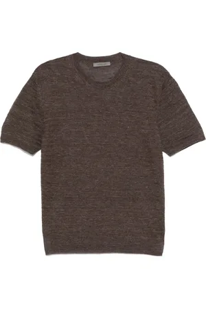 corneliani Stickade tröjor & koftor, Herr, XL, Linne, Lyxig Brun Tröja för Män