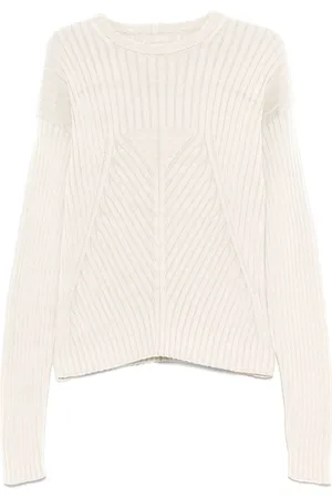 Rick Owens Stickade tröjor & koftor, Herr, M, Vit tröja med extra långa ärmar