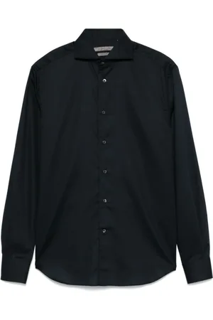 corneliani Skjorta, Herr, M, Bomull, Svart Skjorta för Män Stilren och Bekväm