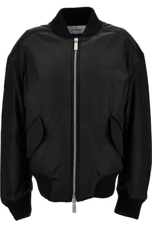 OFF-WHITE Jacka, Dam, S, Nylon, Svart Bomberjacka med Logobroderi