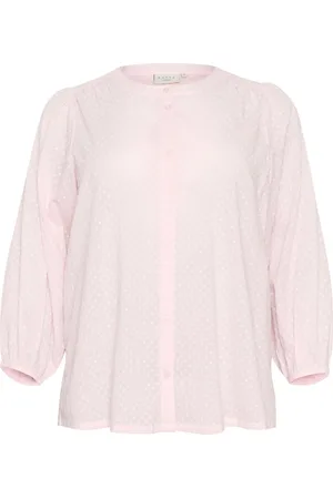 Kaffe Blusar & Skjortor , Dam, 4Xl, Bomull, Lila Snö Skjortblus ¾ Ärmar