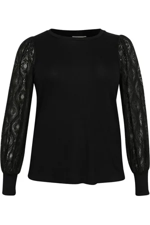 Kaffe Blusar & Skjortor , Dam, S, Elegant Jerseyblus med Spetsärmar