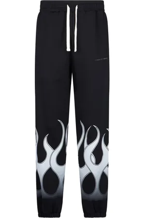 Vision Of Super Byxor, Herr, M, Bomull, Flames Lättvikts Tracksuit Byxor Svart/Vit