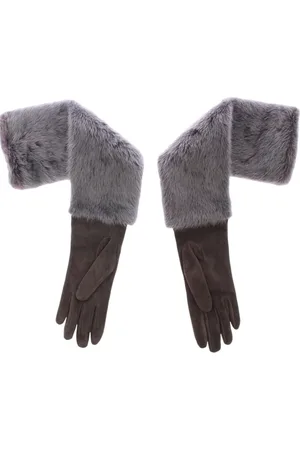 Dolce & Gabbana Accessoarer, Dam, 7 IN, Mocka, Elegant Gr Nerts Pls Lderhandskar