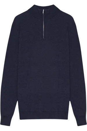 NN.07 Stickade tröjor & koftor, Herr, S, Merinoull Zip Mock Polo Tröja