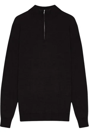 NN.07 Stickade tröjor & koftor, Herr, S, Merino Wool Zip Mock Polo Shirt