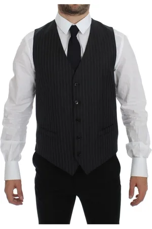 Dolce & Gabbana Kostym, Herr, M, Grå Randig Klänning Väst