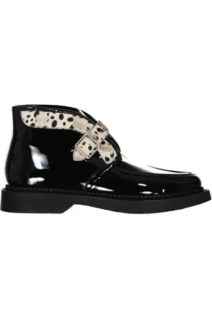 Saint Laurent Skor, Herr, 41 EU, Läder, Läder- och pälsstövlar med spänne