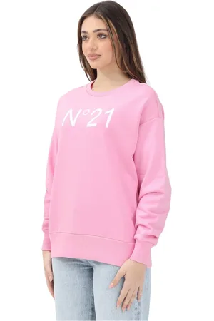 Nº21 Sweatshirts & Hoodies, Dam, S, Bomull, Rosa Crewneck Tröja Vår Sommar