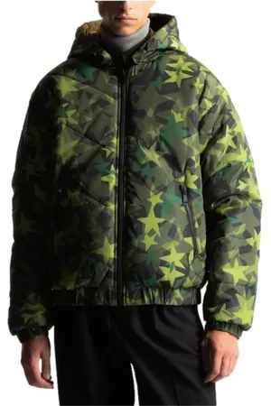 VERSACE Jacka, Herr, M, Polyester, Grön Camo Quiltad Jacka