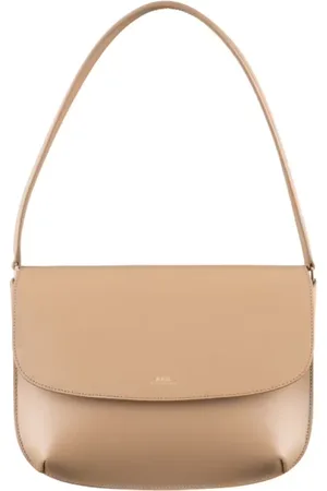 A.P.C. Väska, Dam, ONE Size, Läder, Brun läder axelväska med tryckknapp