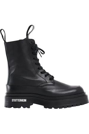 Stutterheim Skor, Herr, 39 EU, Läder, Läder Snörstövlar till Mitten av Vaderna