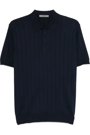 corneliani Topp, Herr, XL, Bomull, Räfflad Pima Bomull Polotröja