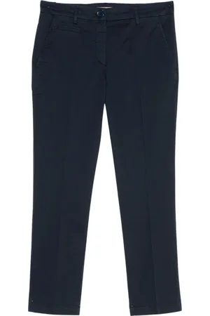 Twin-Set Byxor, Dam, M, Bomull, Blå Cropped Chino Byxor