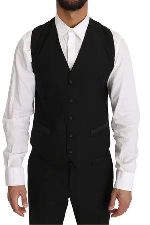Dolce & Gabbana Jacka, Herr, M, Polyester, Elegant Formell Svart Slim Fit Vst