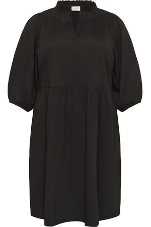 Kaffe Klänning, Dam, 7Xl, Polyester, Feminin Klänning med Volangdetalj