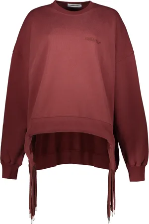 AMBUSH Sweatshirts & Hoodies, Dam, S, Bomull, Ribbad bomullssweatshirt med asymmetrisk fåll