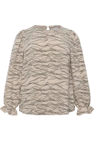 Kaffe Blusar & Skjortor , Dam, 6Xl, Polyester, Grafiskt Tryck Rund Hals Blus