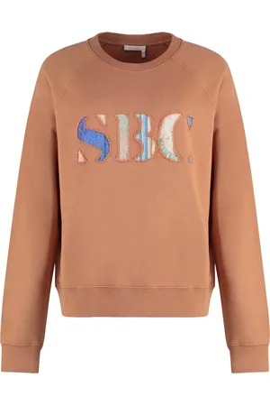 See by Chloé Sweatshirts & Hoodies, Dam, S, Bomull, Ribbad Bomull Crew-Neck Sweatshirt
