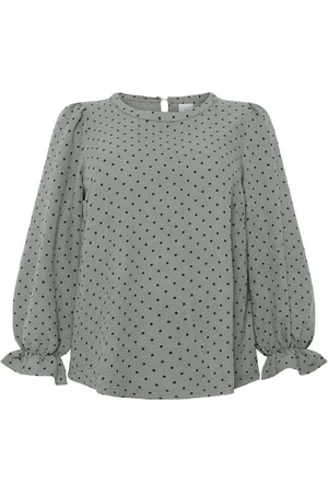 Kaffe Blusar & Skjortor , Dam, 7Xl, Polyester, Tryckt Rund Hals Blus