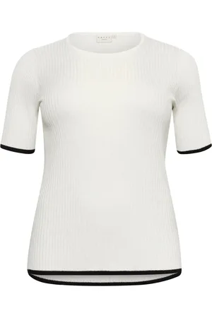 Kaffe Stickade tröjor & koftor, Dam, L, Rib Contrast Pullover Sweater