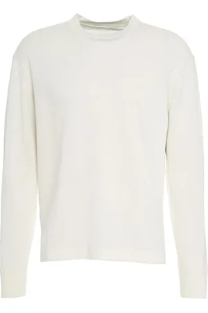 Paolo Pecora Stickade tröjor & koftor, Herr, XL, Vit Crew Neck Sweater Stickat