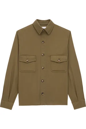 Saint Laurent Jacka, Herr, L, Bomull, Grön Knappskjorta med Fickor