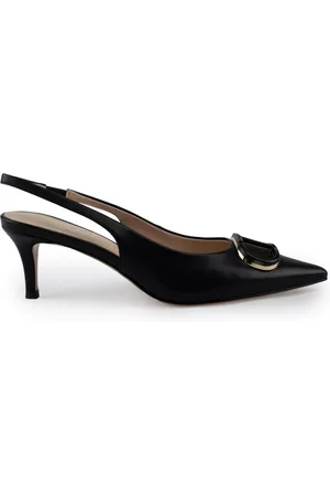 Twin-Set Skor, Dam, 38 EU, Läder, Svarta läder slingback klackar