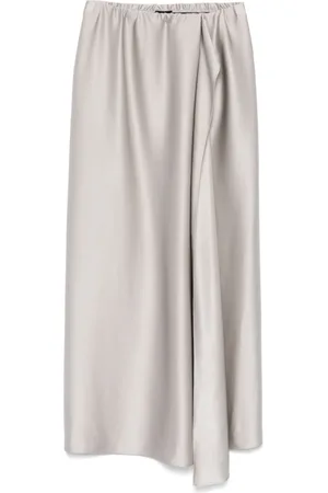 Giorgio Armani Kjol, Dam, S, Grå Kjol med Elastisk Midja och Rynkade Detaljer