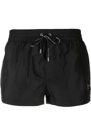 Dolce & Gabbana Badkläder, Herr, S, Polyester, Svarta badshorts med logotyp