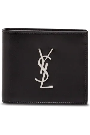 Saint Laurent Accessoarer, Herr, ONE Size, Läder, Svart läderplånbok med metallisk logotyp
