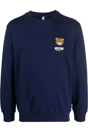 Moschino Sweatshirts & Hoodies, Herr, S, Bomull, Blå tröja med logoprint