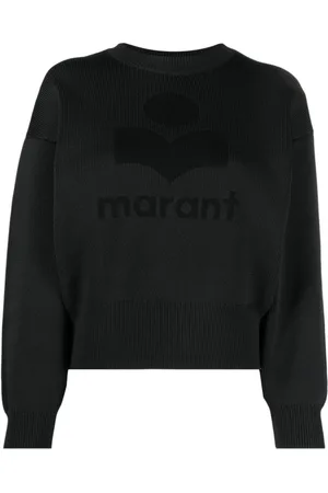 Isabel Marant Stickade tröjor & koftor, Dam, M, Svart Logotyp-Tröja