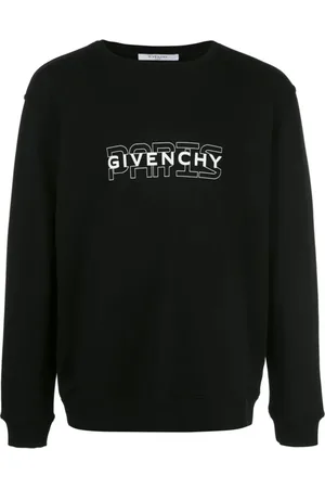 Givenchy Sweatshirts & Hoodies, Herr, L, Bomull, Logotypad Sweatshirt - Svart Rundhalsad Långärmad