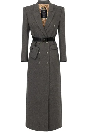 Elisabetta Franchi Kappa, Dam, S, Polyester, Korsad kappa i ullblandning med bälte