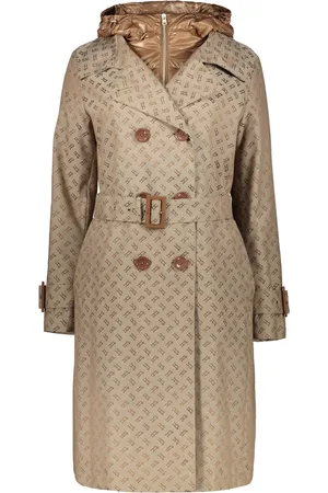 HERNO Kappa, Dam, S, Bomull, Logotypadderad quiltad trenchcoat