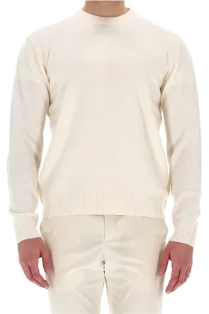 HERNO Stickade tröjor & koftor, Herr, L, Mocka, Cashmere Crewneck Tröja med Mocka-lappor