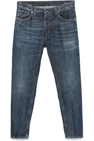 Dondup Jeans, Herr, W34, Denim, Blå Denim Jeans med Whiskering Effekt