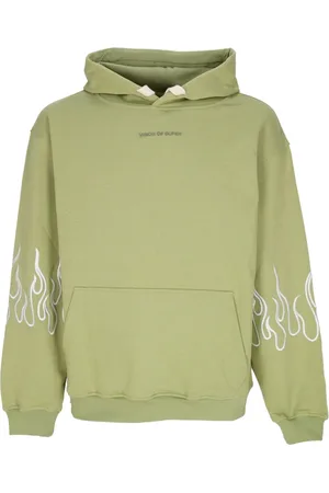 Vision Of Super Sweatshirts & Hoodies, Herr, S, Bomull, Grön Flame Hoodie Lättvikts Sweatshirt