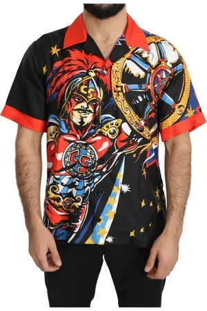 Dolce & Gabbana Skjorta, Herr, S, Multifärgad Sidenskjorta Casual Elegance