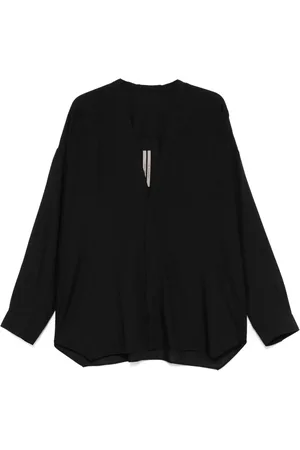 Rick Owens Skjorta, Herr, L, Svart V-ringad ullskjorta