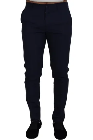 Dolce & Gabbana Byxor, Herr, M, Bomull, Blå Elegant Slim Fit Kjolbyxor