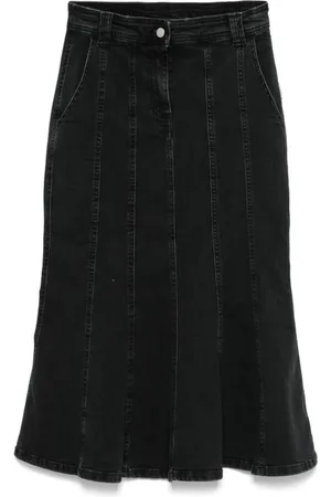 Twin-Set Kjol, Dam, M, Denim, Svart Utställd Kjol med Knappar