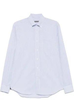 corneliani Skjorta, Herr, XL, Blårandig Skjorta med Knappstängning