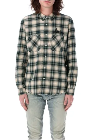 AMIRI Skjorta, Herr, XL, Bomull, Evergreen Flanellskjorta med Rutigt Mönster