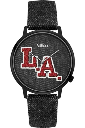 Guess Accessoarer, Herr, ONE Size, Svart Textil Kvarts Analog Klocka