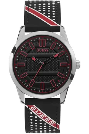 Guess Accessoarer, Herr, ONE Size, Svart Silikon Kvarts Analog Klocka