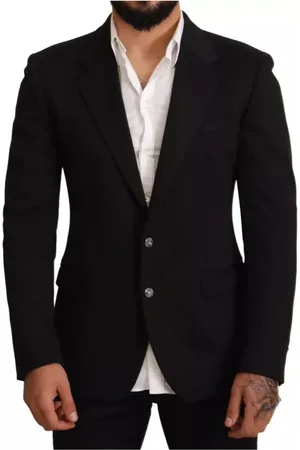 Dolce & Gabbana Jacka, Herr, L, Bomull, Svart Slim Fit Blazer Jacka